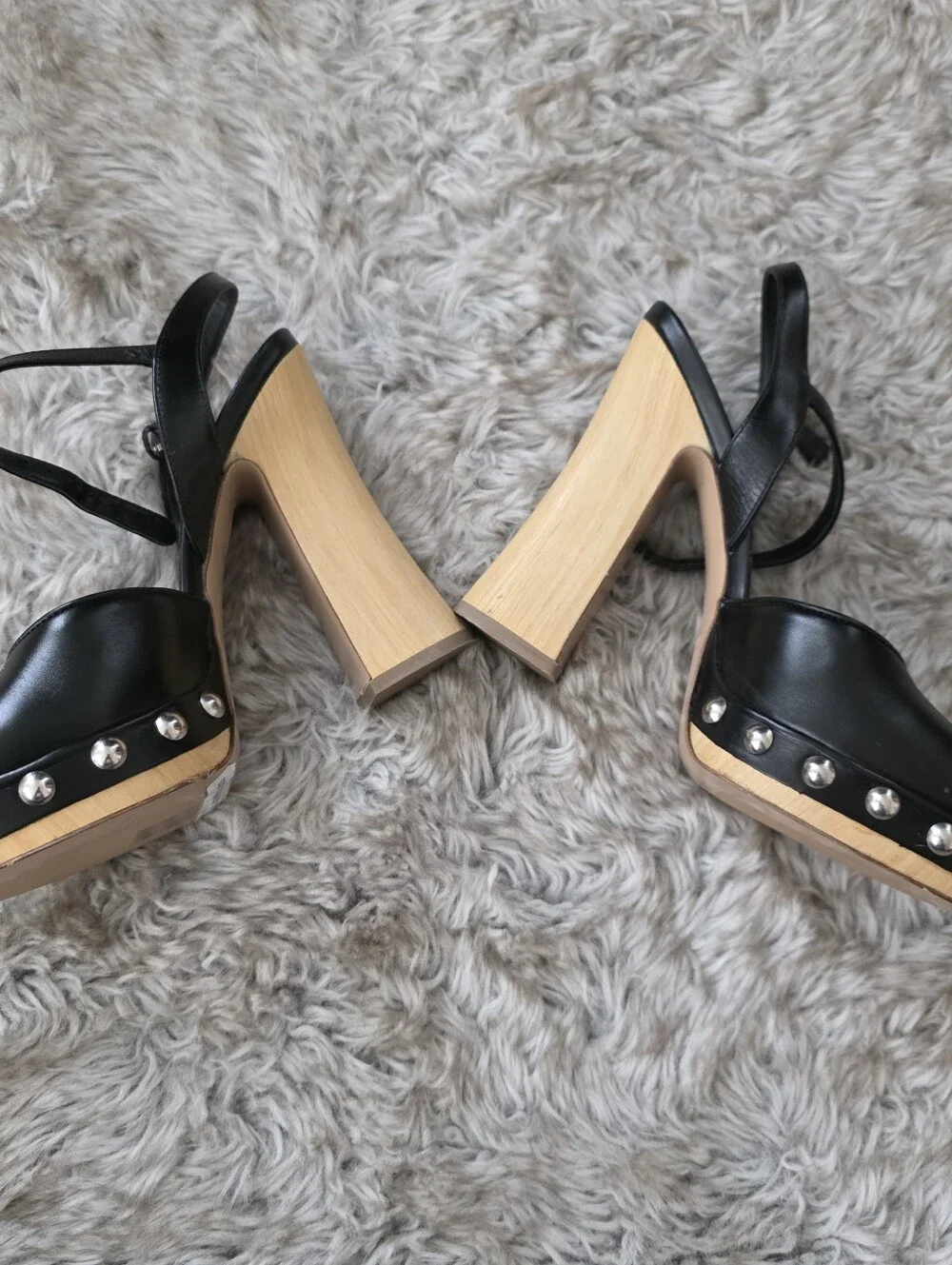Michael Kors‎ Collection Black Platform Clog Gail Runway Sandals Size 36.5